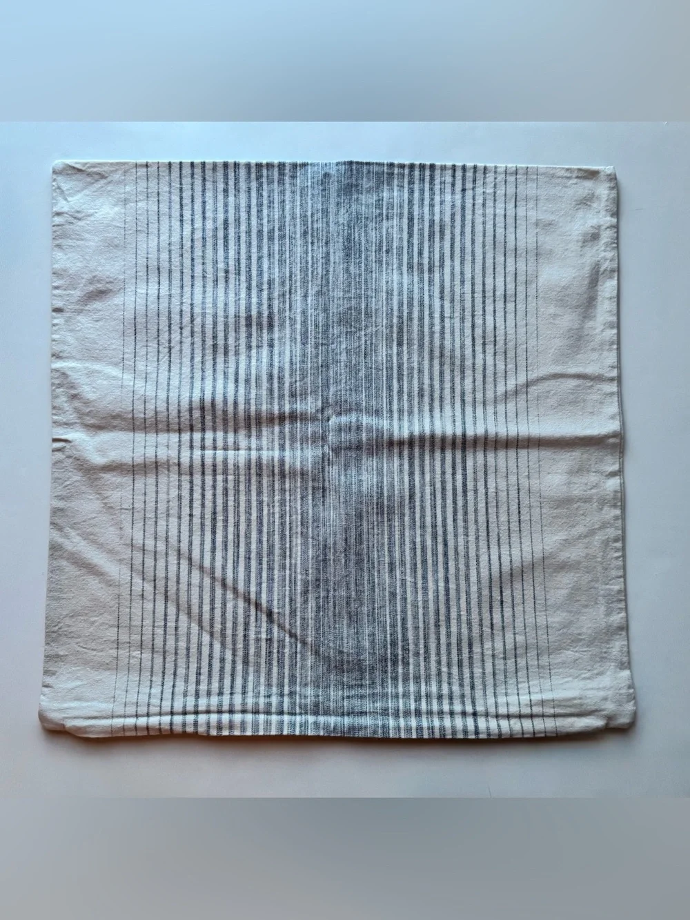 (Set/2) IKEA Cotton ISPIGG Yarn-Dyed 20x20 Pillow Covers Natural w/Blue Stripe